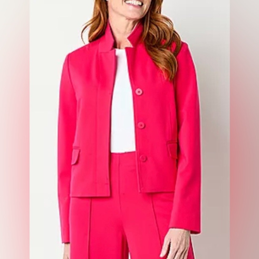 Liz Claiborne Women's XL Blazer Jacket Hot Pink Lightweight Stretch NEW